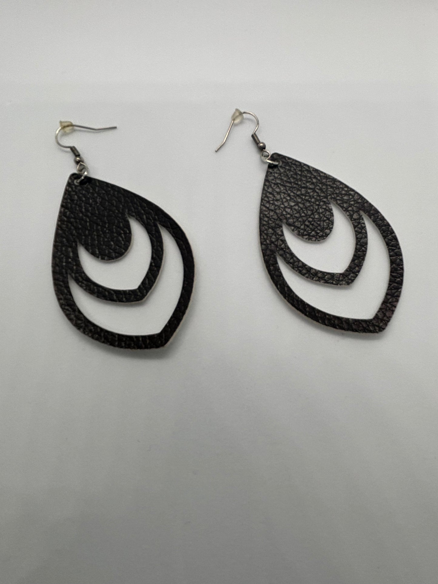 Tear Drop Cut out Faux Leather Earrings