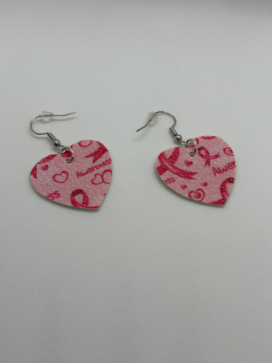 Heart Breast Cancer Earrings