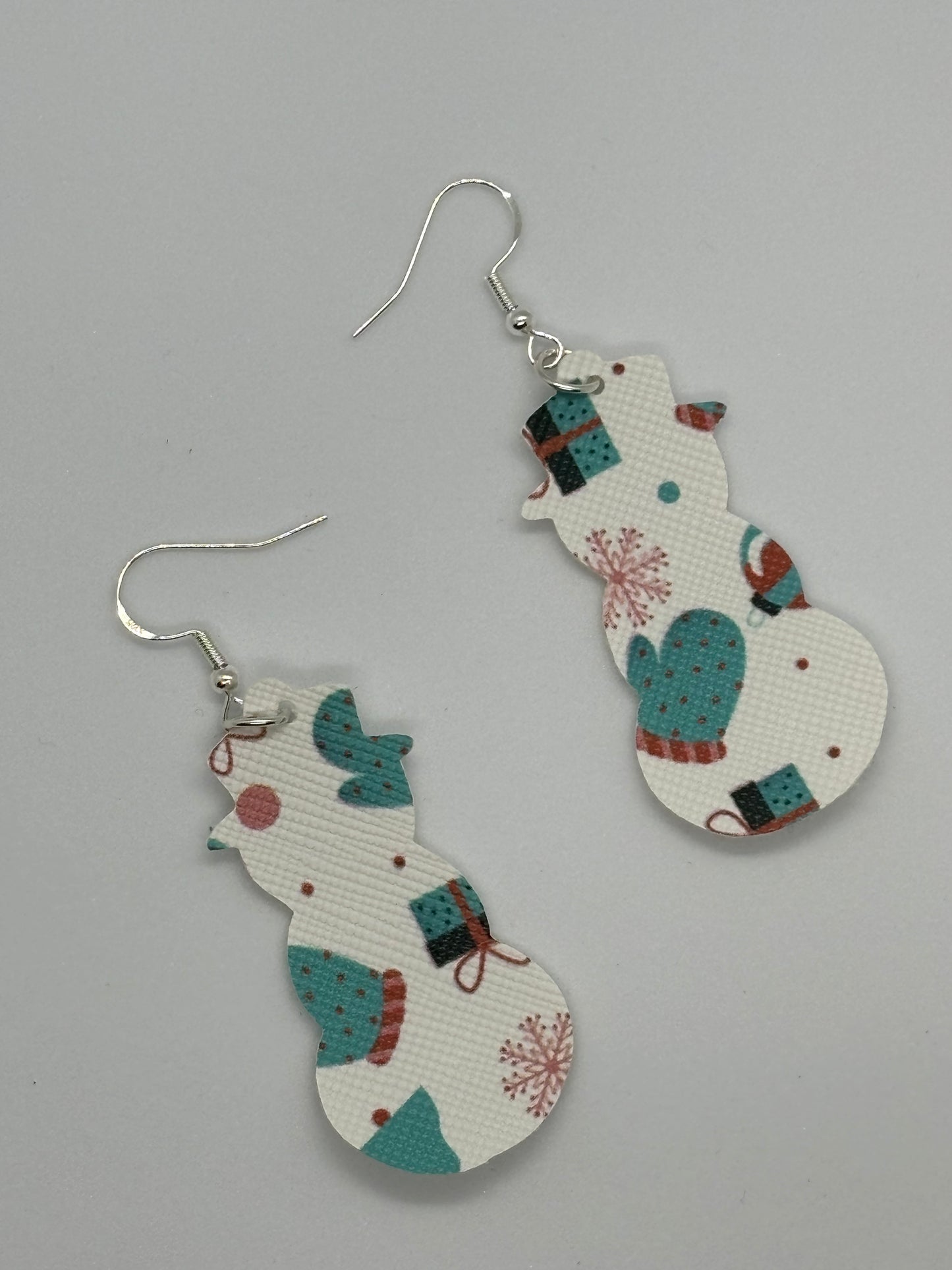 Snowman Faux Leather Earrings