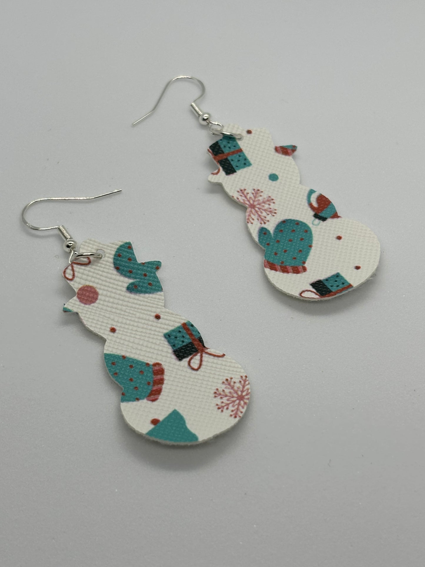 Snowman Faux Leather Earrings