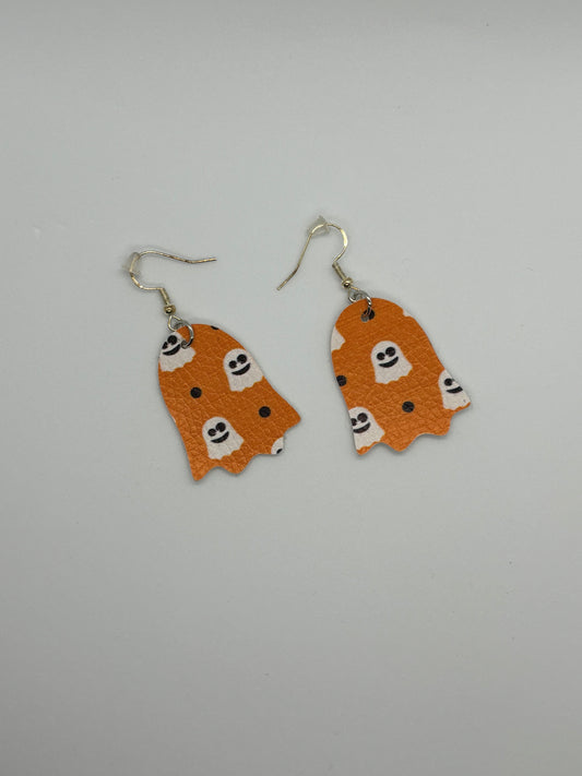 Halloween Faux Leather Ghost Shaped Earrings