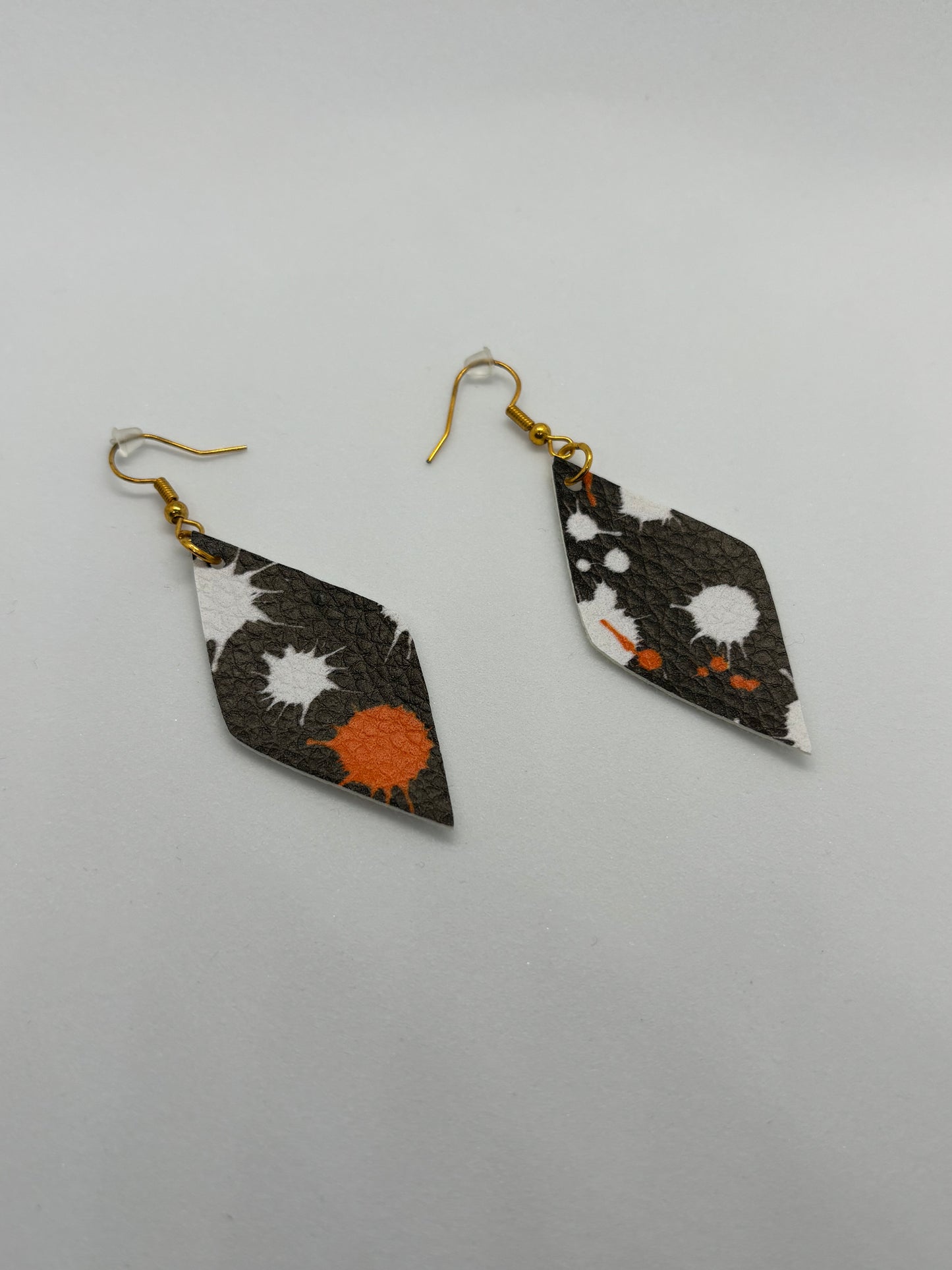 Diamond Shaped Abstract Faux Leather Earrings