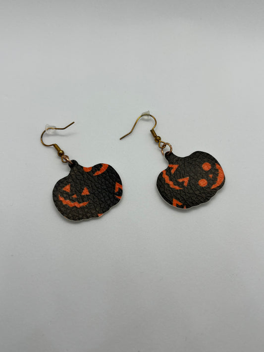 Pumpkin Shaped Faux Leather Earrings